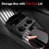 imageFloor Lower Console Storage Box with Cup Holder for Tesla Cybertruck Trash Can for Cybertruck Accessories Lined with Silicone Sleevewith cup holder