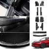 image12PCS Door Sill Protector for 2024 Tesla Model 3 Accessories Full Set Door Entry Guard Rear Bumper Guard Underseat Protector for 2024 Tesla Model 3 Highland ABS Carbon Fiber