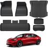imageTesla Model 3 Floor Mats 2023 2022 2021 6PCS All Weather Complete Set Floor Mats Cargo Liners Rear Trunk Frunk Rear Storage Mats Accessories