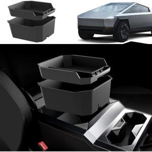 imageDouble Layer Center Console Organizer for Tesla Cybertruck 2024 ABS Console Tray Insert storage box for Cybertruck Accessories2PCS
