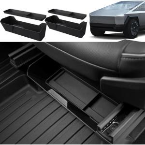 imageFront Under Seat Storage Box Compatible with Tesla Cybertruck 2024 Under Seat Organizer with Silicone Pad for Cybertruck Accessories