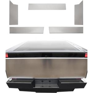 imageRear Bumper Protector Compatible with Tesla Cybertruck 2024 Matte Sainless Truck Bed Tailgate Step Covers for Cybertruck Accessories