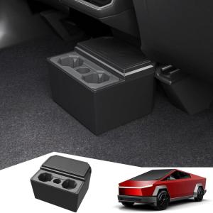 imageRear Storage Box for Tesla Cybertruck Trash Can with Cup Holder with Silicone Liner for Cybertruck Accessories
