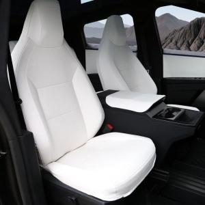 imageSeat Covers for Tesla Cybertruck 2024 Full Coverage PU Leather Seat Protector with Armrest Cover fit Cybertruck Accessories White