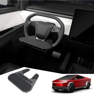 imageSteering Wheel Table Compatible with Tesla Cybertruck Food Tray with Phone Mount Silicone Multifunction Desk for Tesla Cybertruck Accessories 2024 2025