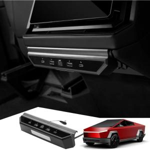 imageUSB Hub Fast Charging Port Compatible with Tesla Cybertruck 2024 2025 Expansion Dock 4 Ports Phone Charger for Tesla Cybertruck Accessories 2024 2025